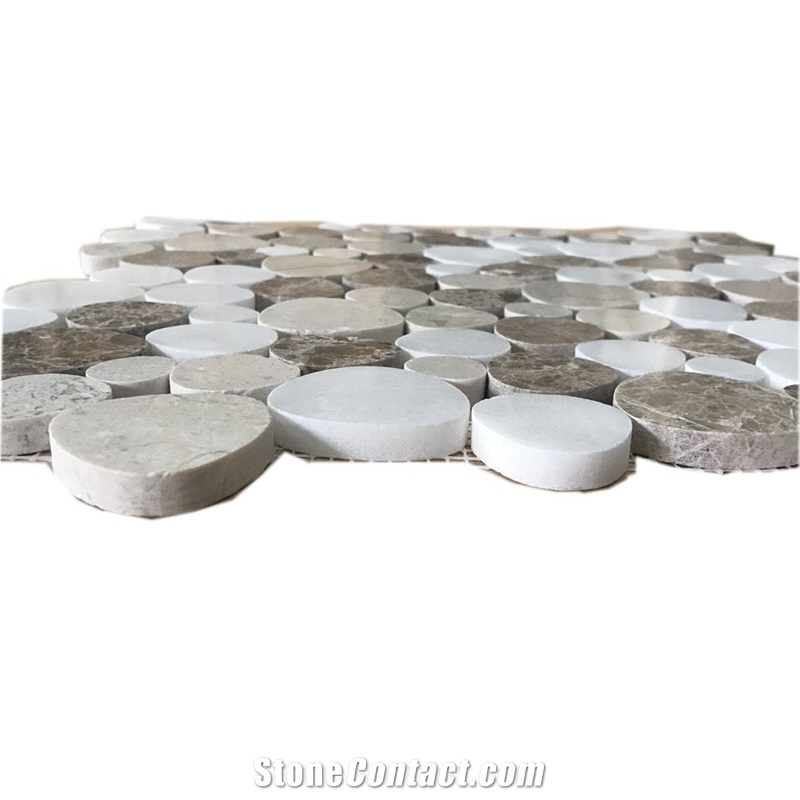 Carrara White Ellipse Oval Marble Mosaic Tile