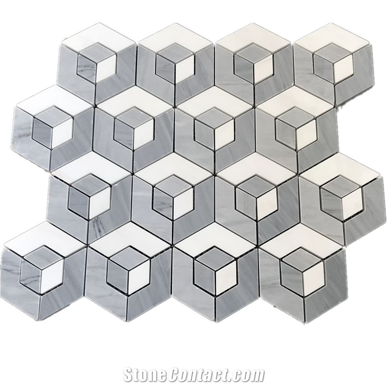 Hot Selling Stock Carrara Hexagon Marble Mosaic