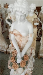 Colored Four Season Lady Marble Garden Statue