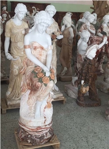 Colored Four Season Lady Marble Garden Statue