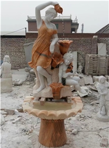 Marble Angel Sculptures Garden Water Fountain