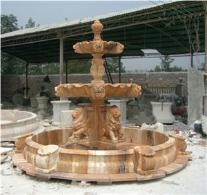 Marble Garden Lion Head Stone Water Fountain