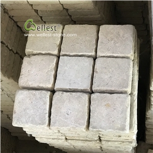 China Beige Limestone Mesh Cobblestone Pavers