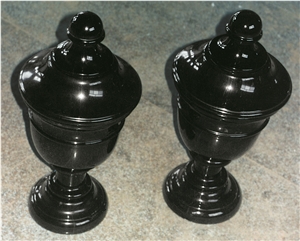 Black Marble Carving Flower Pot Urn Planter