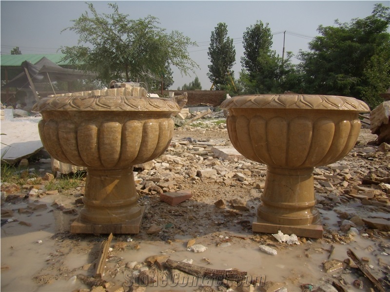 Carved Marble Stone Flowerpots, Planter Urn