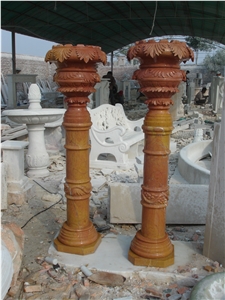 Marble Stone Brown Pot with Pillar, Planter