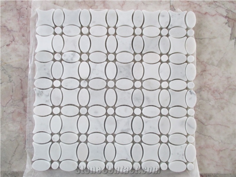 Calacatta White Herringbone Mosaic for Kithchen
