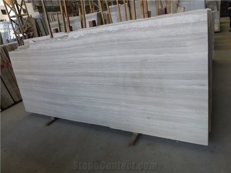 China White Wood Grain Vein Marble Slab