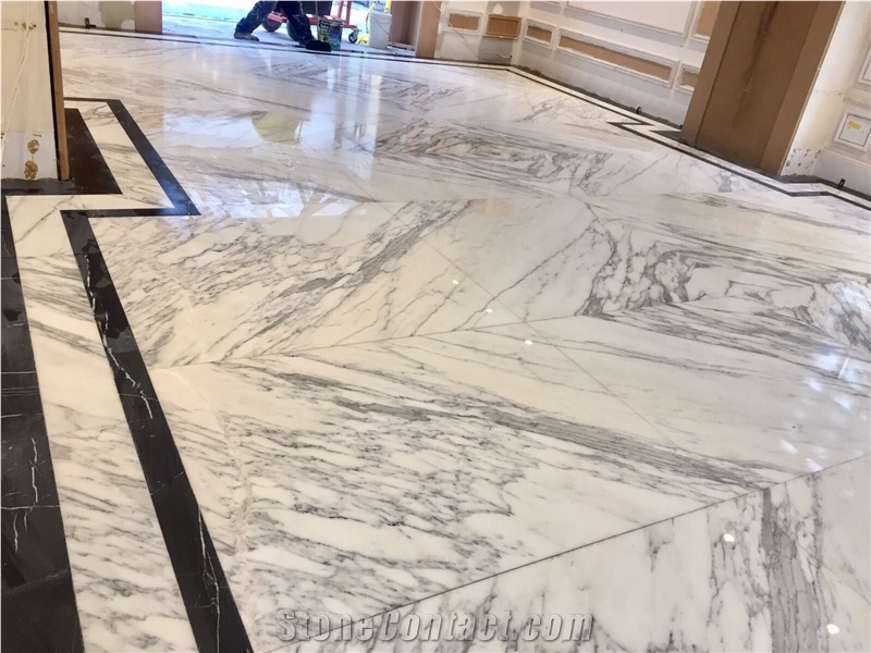 Italy Statuario White Marble Bookmatched Tiles