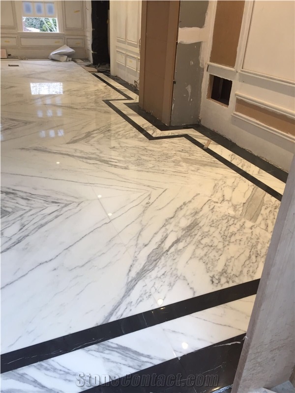 Italy Statuario White Marble Bookmatched Tiles