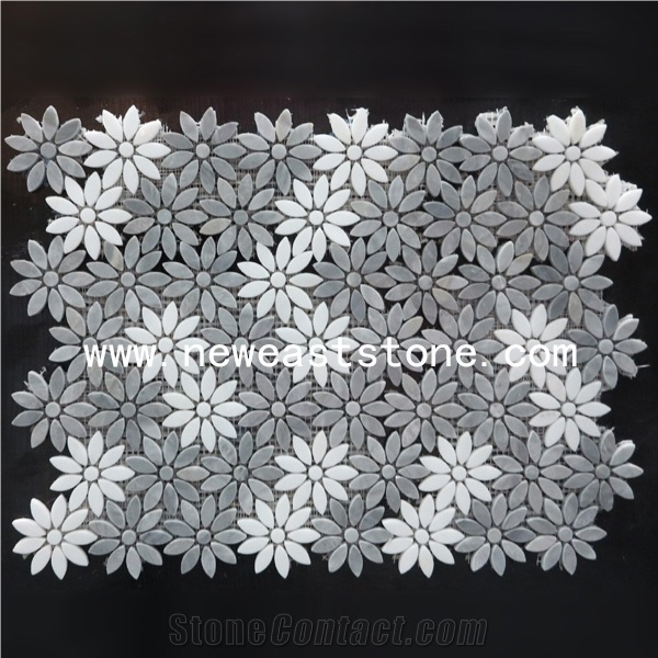 Lowes Mirror Marble Mosaic Tile Flower Wall Design