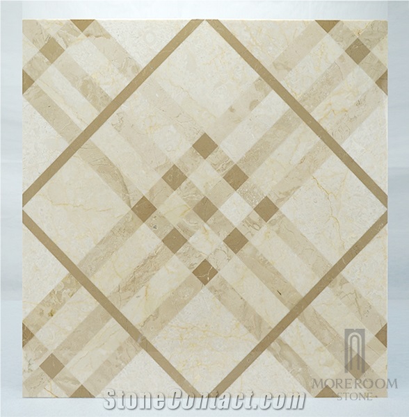 Beige Classical Marble Inlay Tiles Flooring