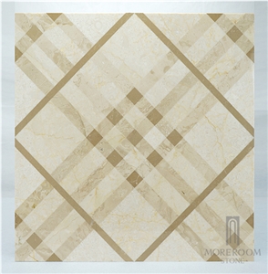 Beige Classical Marble Inlay Tiles Flooring