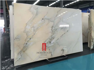 Chinese Style White with Grey Texture Marble Slab