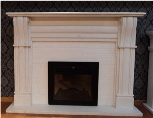 Beige Fireplace Granite Customized Hand Carved