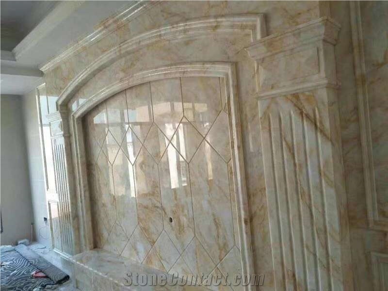 Straight Marble Yellow White Wall Panels
