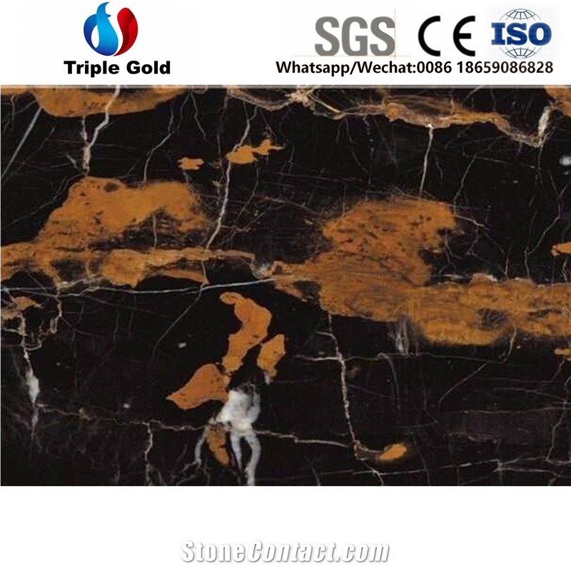 Afghan Portoro Gold Black Marble Floor Wall Tiles Slab