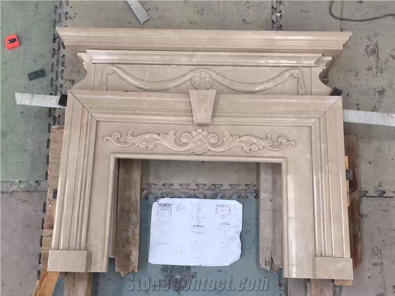 Customized Marble Fireplace Beige