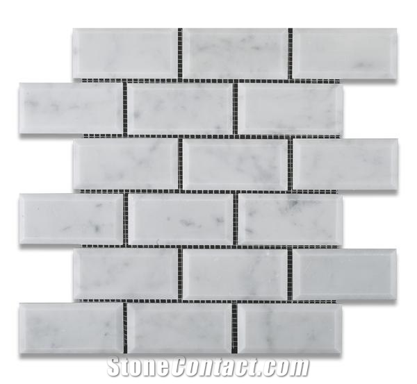 Bianco Carrara Brick Honed 48x98mm Marble Mosaic