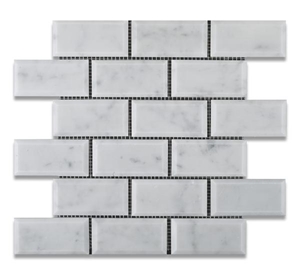 Bianco Carrara Brick Honed 48x98mm Marble Mosaic