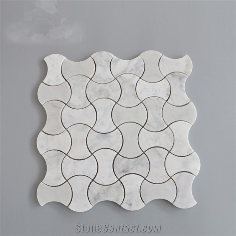 Bianco Carrara Dog Bone Honed Marble Mosaic