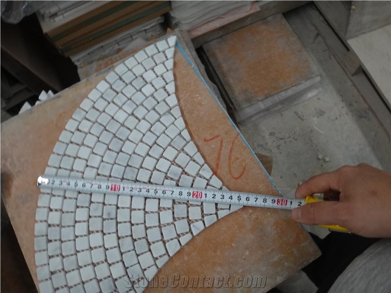 Bianco Carrara Fan Shape Fish Scale Marble Mosaic
