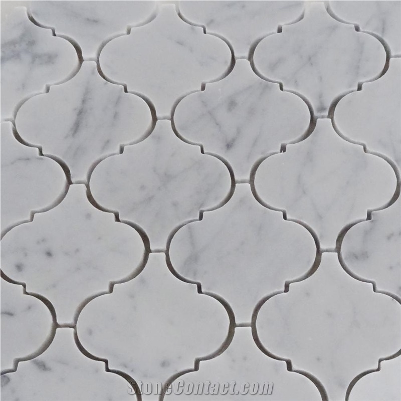Bianco Carrara Lantern Design Polish Marble Mosaic