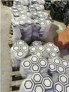 Bianco Carrara-Nero Marquina Hexagon Marble Mosaic