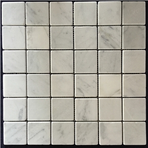 Bianco Carrara Tumble 48x48mm Marble Mosaic