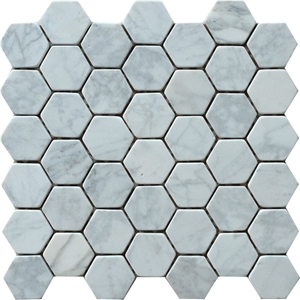 Bianco Carrara Tumble Hexagon Marble Mosaic Tile