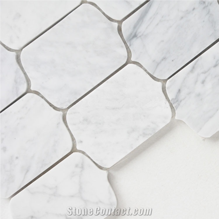 Bianco Carrara Waterjet Desgin Marble Mosaic Tile