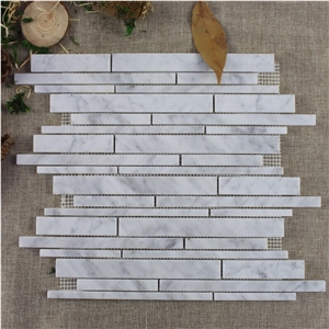 Bianco Carrara White Color Stick Marble Mosaic Tile
