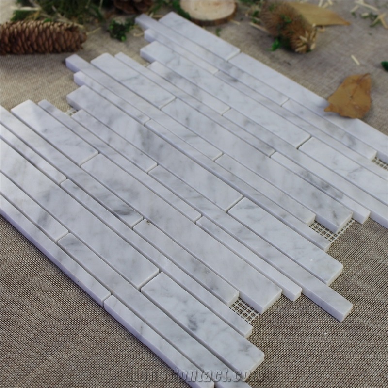Bianco Carrara White Color Stick Marble Mosaic Tile