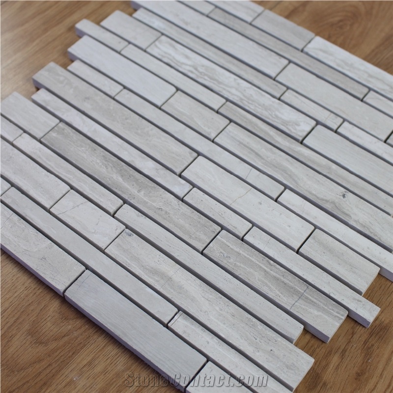 Chinese Grey Wooden Grain Vein Marble Mosaic Tile