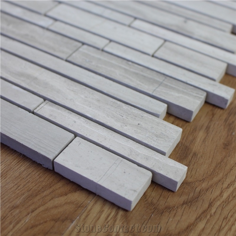 Chinese Grey Wooden Grain Vein Marble Mosaic Tile