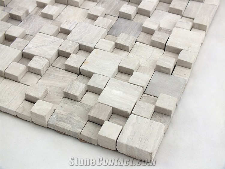 Chinese Wooden Grain Grey Marble Mosaic Tile