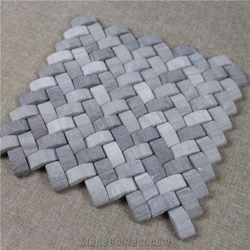 Chinese Wooden Grey Arc Marble Mosaic Tile