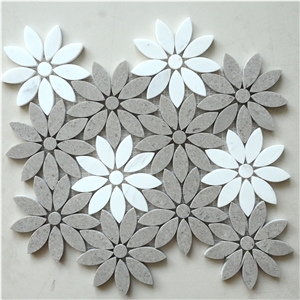 Cinderella-Volakas White Flower Marble Mosaic Tile