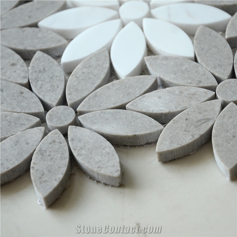 Cinderella-Volakas White Flower Marble Mosaic Tile