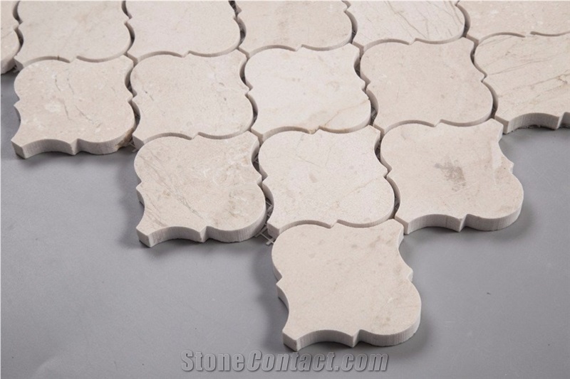 Cream Marfil Lantern Design Marble Mosaic Tile