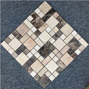Crema Marfil Mix Dark Emperador Pattern Mosaic