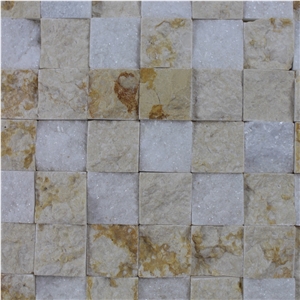 Crystal White Mix Beige Marble Split Marble Mosaic