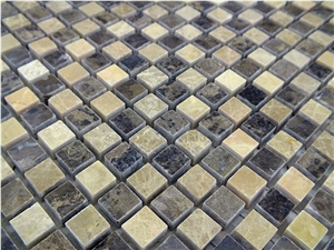 Dark and Light Emperador Chessboard Design Mosaic