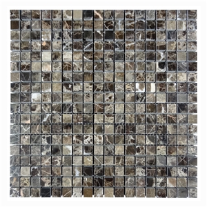 Dark Emperador Polish 15x15mm Marble Mosaic Tile