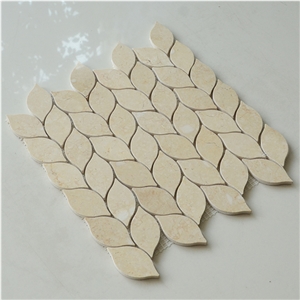 Giallo Atlantide Wave Leaf Pattern Marble Mosaic