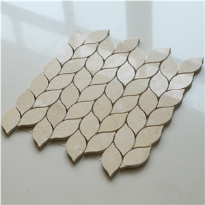 Giallo Atlantide Wave Leaf Pattern Marble Mosaic