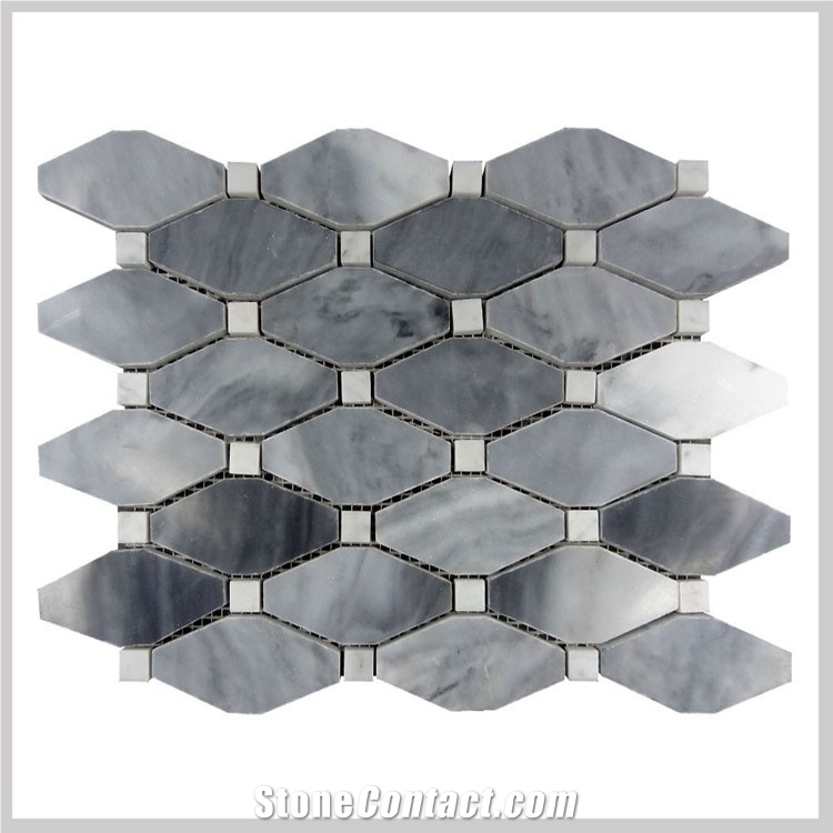 Italian Grey Bardiglio Long Hexagon Marble Mosaic