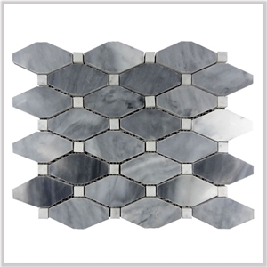 Italian Grey Bardiglio Long Hexagon Marble Mosaic