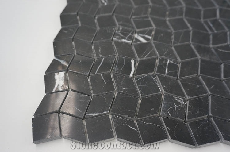 Nero Marquina Rhombus Black Marble Mosaic Tile