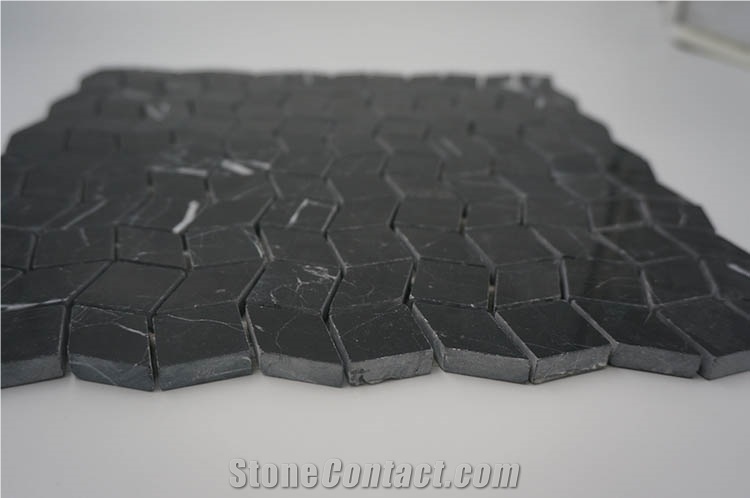 Nero Marquina Rhombus Black Marble Mosaic Tile